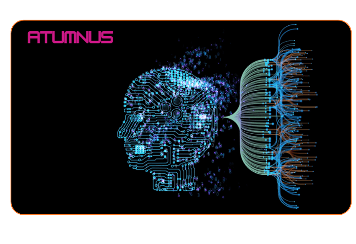 A profile rendered as circuitry, particles dispersing into a network — the discipline as the process by which thinking is articulated through computation