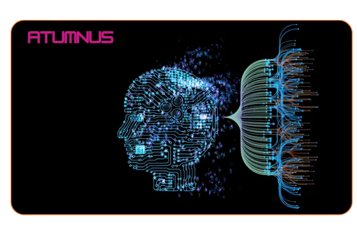 A profile rendered as circuitry, particles dispersing into a network — the discipline as the process by which thinking is articulated through computation